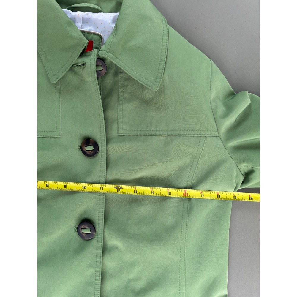 Esprit Outerwear Spring Green Button Front Trench Rain Coat Size M - Picture 5 of 6